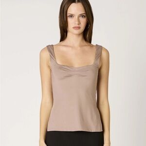 NWT Cotton Candy Taupe Fitted Ruched Tank Top